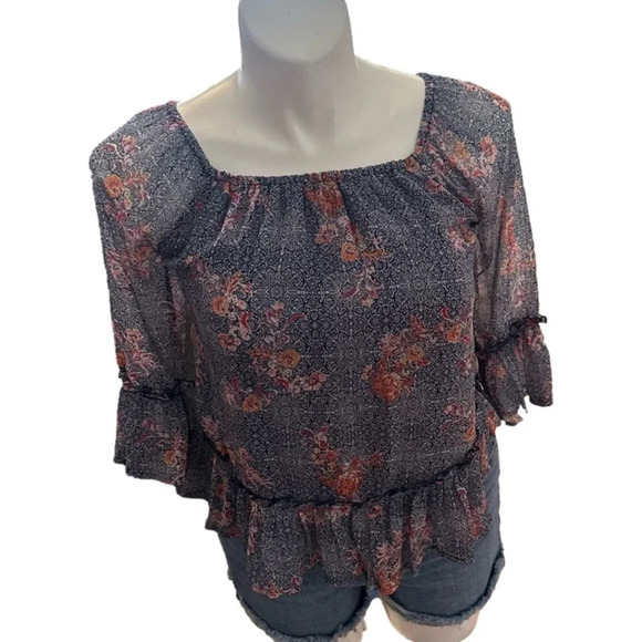 Lucky Brand Off the Shoulder Peasant Top Size Small - Picture 1 of 4
